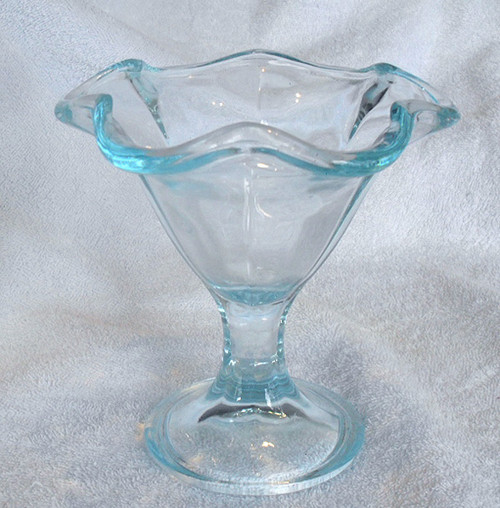 Aqua Blue Glass Sweets Vase 5"/12cm Diameter Lip