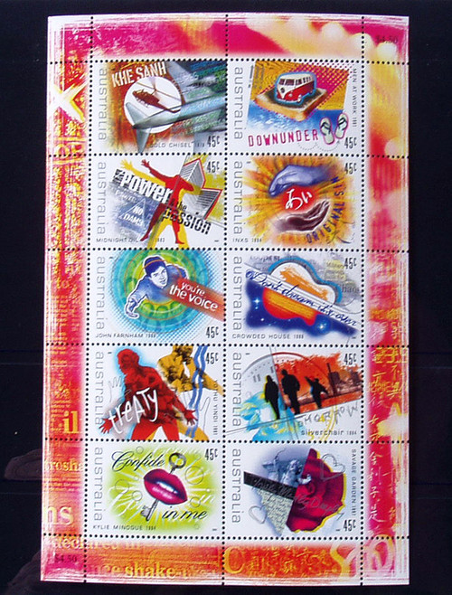Stamps AUSTRALIAN ROCK & POP Minisheet MNH Singles (10) 2001