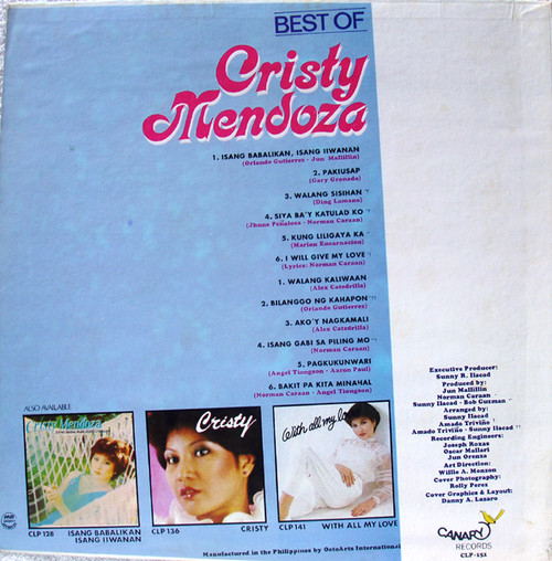 Vocal Pop Ballads Filipino  - CRISTY MENDOZA Best Of Vinyl 1979