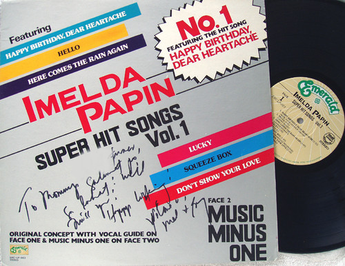  Filipino "Sentimental Songstress"  - IMELDA PAPIN Super Hit Songs Vol. 1  (SIGNED) Vinyl 1984