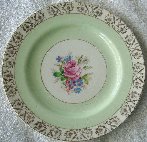 1912 ~ 1930's J & G MEAKIN (SOL) Pink Rose Lime Band Side/Cake Plate ONLY