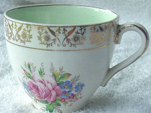 1912 ~ 1930's J & G MEAKIN (SOL) Pink Rose Lime Band Teacup ONLY