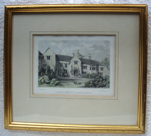 ORIGINAL 1860's Hand Coloured Lithograph H.V LANSDOWN Little Sodbury Manor House