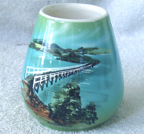 1960's Australian STUDIO ANNA Hand Painted Ceramic Vase 'Bermagui' 