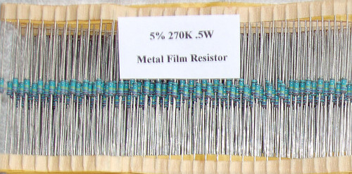 5% 270K .5W Metal Film Resistor (NEW Old Stock On Tape)