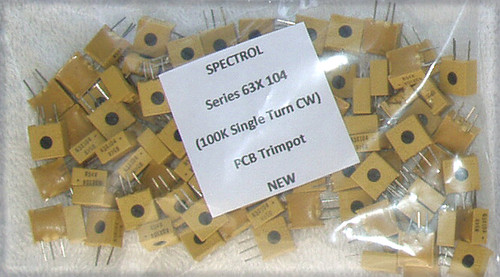 SPECTROL Series 63X 104 (100K Single Turn CW) PCB Trimpot  (NEW)