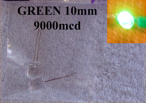 GREEN 10mm "Big Boy" LED 9,000mcd (ZD0206) NEW Old Stock