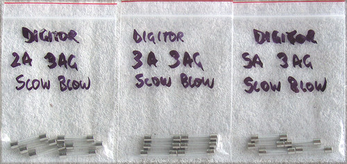 DIGITOR Glass Fuse 3AG SLOW BLOW Various Currents NEW Old Stock