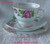 1945 ~ 1948 COLCLOUGH (England) Pale Blue Wash With Red Rose Blooms Hybrid Decorated Teacup Saucer Side Plate Trio (Available Separately OR Together)