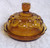 1950's Large AMBER GLASS Large Table Lidded Dish