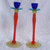 Contemporary Art Glass Candle Stick Holders (pair) 23cm