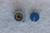 German COLLET KNOB - Mid Blue Cap Light Grey Body 15mm Diameter
