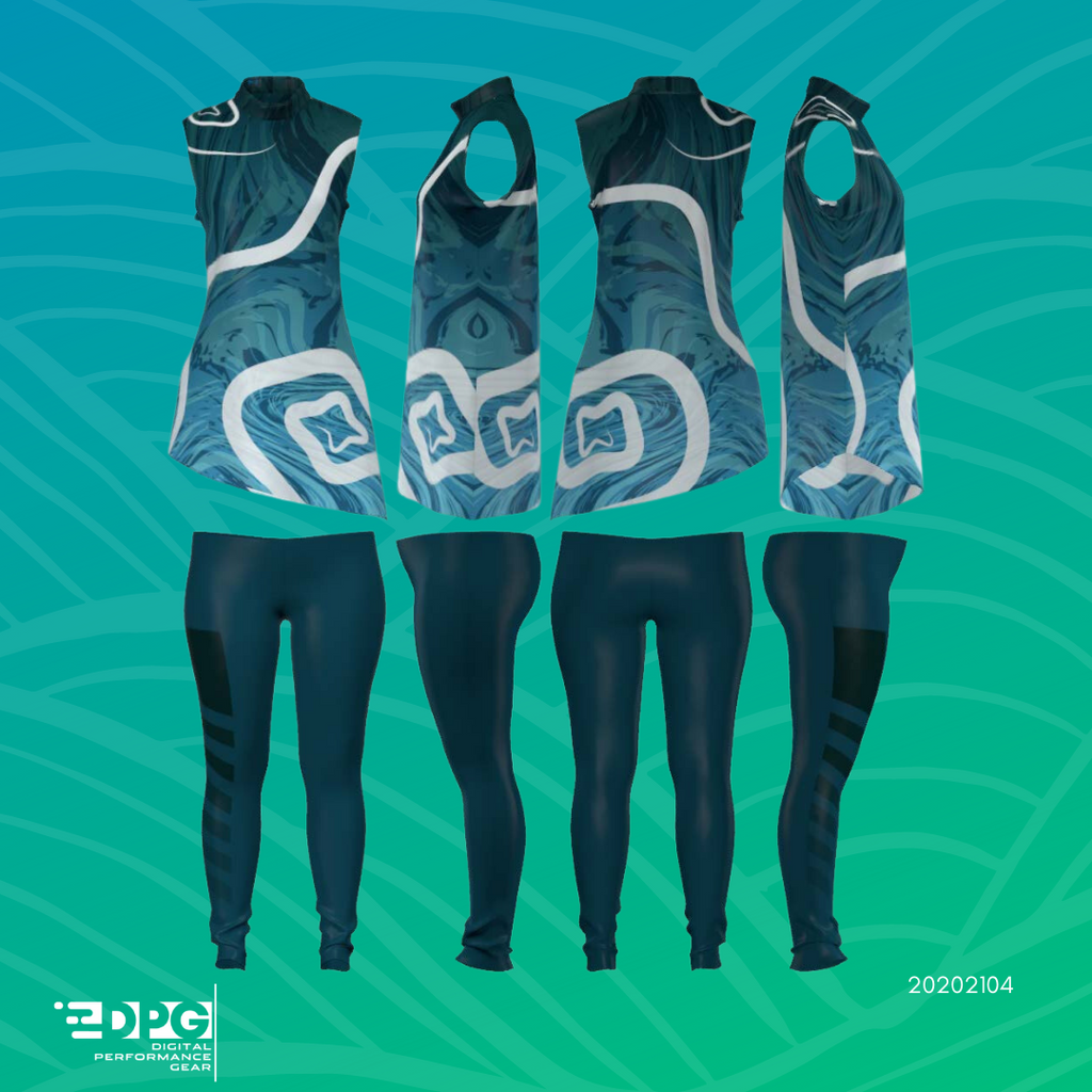 Colorguard Uniform Blue & White Swirls Tunic & Leggings (20202104)