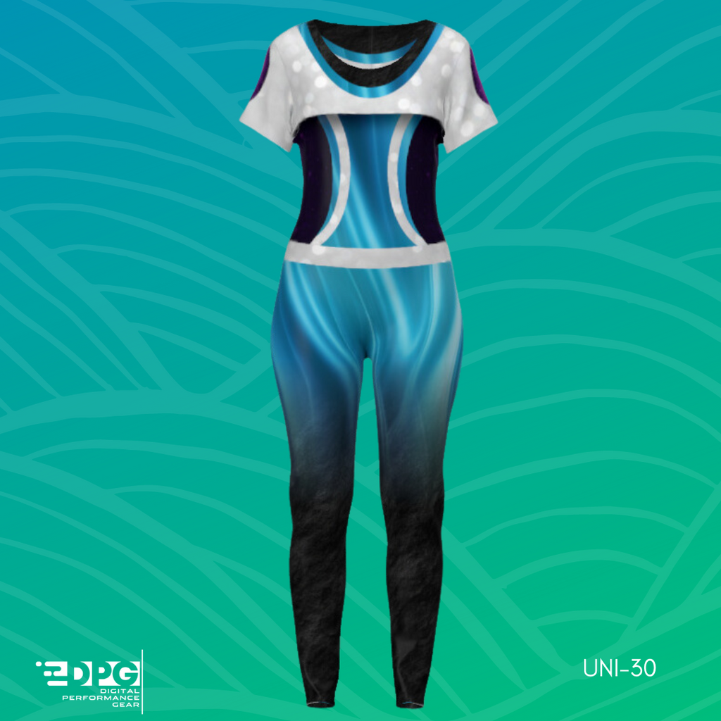 Silver, Aqua, & Black Shimmer Winter Guard Uniform (UNI_30)