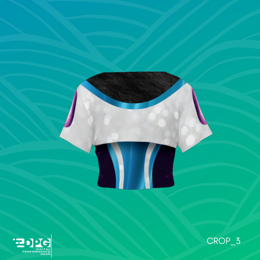 Silver, Aqua, & Black Shimmer  Winterguard Uniform Crop Top (CROP_3)