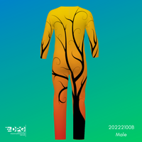 Masculine Cut Unitard in orange ombre with tree silhouette (back)