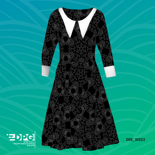 Wednesday Collection: Wednesday Skull Pattern Dress (DRE_WED3)