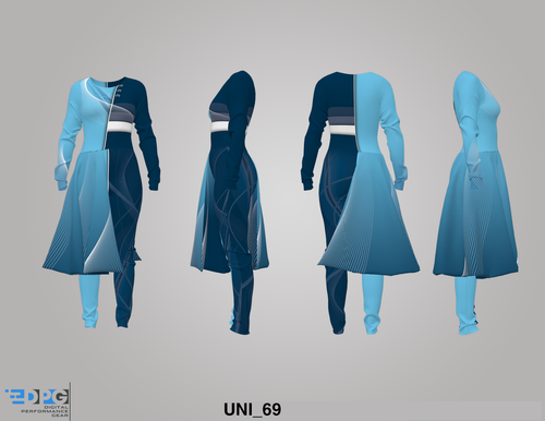 Color Guard Unitard with Half Skirt Blue Radiance (UNI_69)