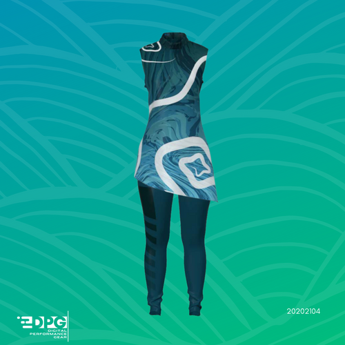 Colorguard Full Tunic w/ Leggings Blue & White Swirls (TUN_18 & LEGG_05)
