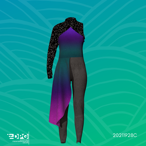 Purple Ombre Sparkle Color Guard Unitard - Female & Male Cuts Available (UNI_52)