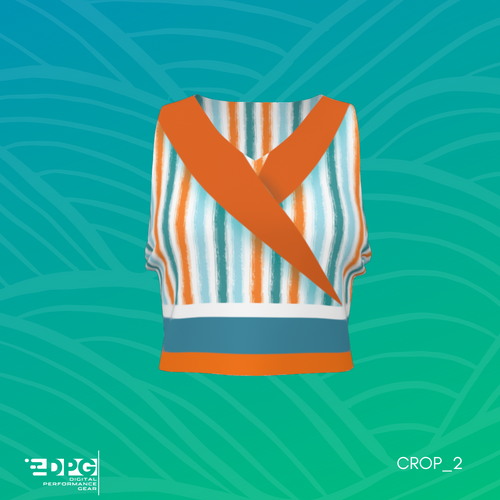 Orange & Blue Retro Fun Color Guard Crop Top (CROP_02)