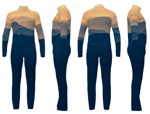 POWU_28 - Mountain Sunset Themed Full Power Top and Bibbers Set