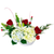 A striking balance of bold ruby tones and cool frosted accents! Features fresh red roses, white and soft blue hydrangeas, vibrant red carnations, a pristine white lily, and lush greenery artfully arranged in a modern low ceramic bowl. Accentuated with delicate decorative branches for an effortlessly elegant display