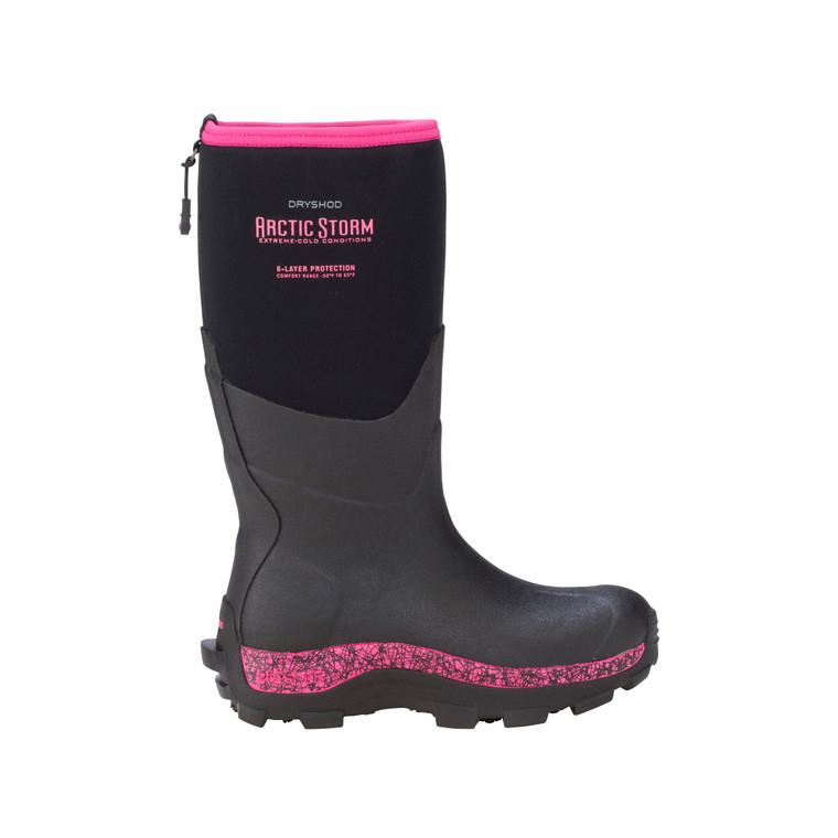 Dryshod Women's Arctic Storm Hi Extreme Conditions Winter Boot Black/Pink ARS-WH-PN
