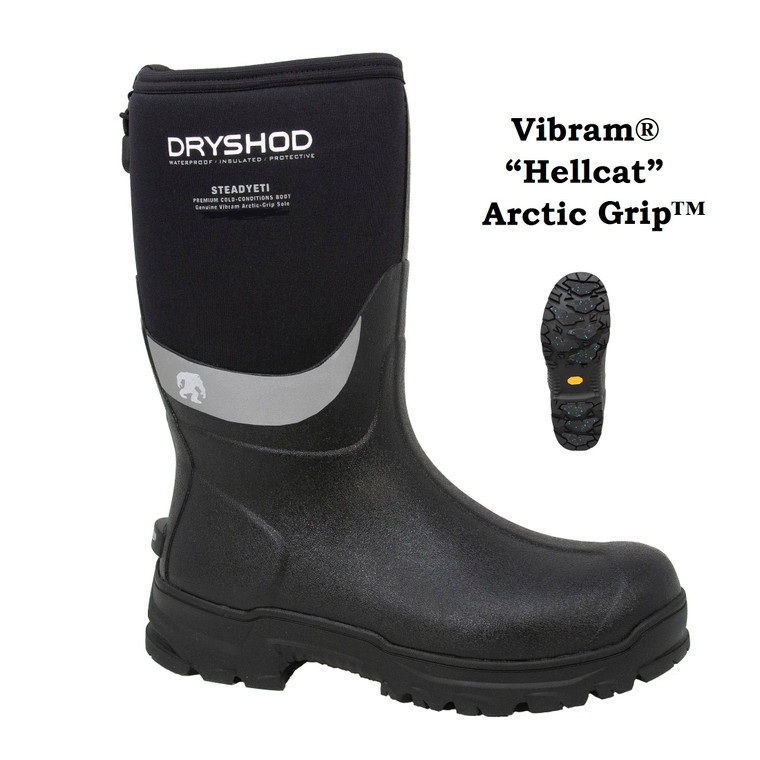 Dryshod Men's Steadyeti Mid "HELLCAT" Arctic Grip Hi Extreme Boot Black SYT-MM-BK