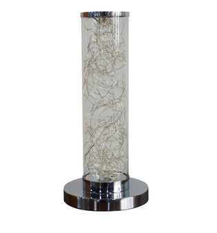 13" Silver Metal Column LED Rope Table Lamp With Clear N270-468733