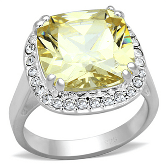 LOS718 - Silver 925 Sterling Silver Ring with AAA Grade CZ  in Citrine Yellow A874-LOS718
