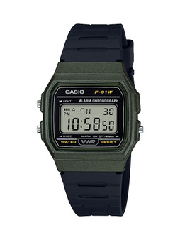 Casio Men's 'Classic' Quartz Plastic and Resin Casual Watch, Color Black (Model: F-91WM-3ACF) G818-F91WM-3A