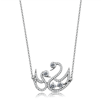TS447 - Rhodium 925 Sterling Silver Chain Pendant with AAA Grade CZ  in Clear A874-TS447