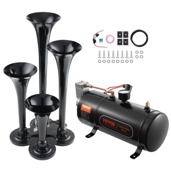 Train Horns Kit, 4 Trumpet Air Horn Kit, 150dB Train Horns for Pickup Trucks, 12V 120 psi Air Compr E415-QLBYCQGTZ3L1Y5P6PV9