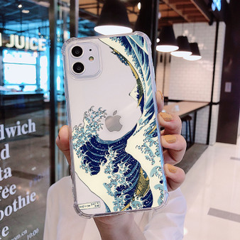 Color: B, Model: Iphone6p - Fashion Abstract Art Line Wave Clear Coque Bag Q119-CJQB116391117QJ