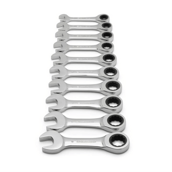 GearWrench 10 Piece 72-Tooth 12 Point Stubby Ratcheting Combination Metric Wrench Set T398-KDT9520D