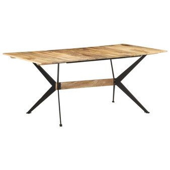 Dining Table Natural Wood Solid Mango Wood, Powder-Coated Steel A949-321687