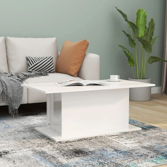 Coffee Table High gloss white Engineered wood 40.2 x 21.9 x 15.7 in A949-810313