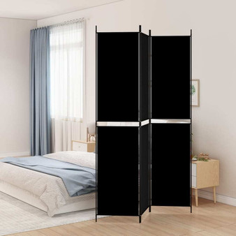 3-Panel Room Divider Black 59.1"x86.6" Fabric A949-350245