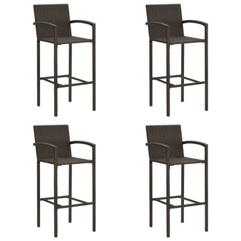 Bar Stool Set of 4 Brown Synthetic rattan, powder-coated steel A949-362583