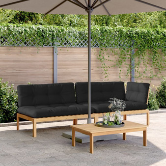 Pallet Sofa Set Black Solid Acacia Wood Large Modular A949-3209322