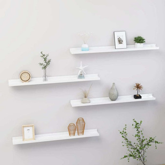 Wall Shelf Set of 4 High gloss white MDF A949-326655