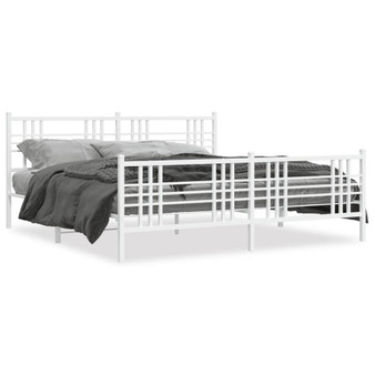Bed Frame White Steel Double Bed Frame Rectangular A949-376397