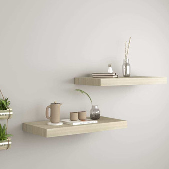 Wall Shelf Set of 2 Oak Honeycomb MDF, metal 19.7x9.1x1.5 in A949-323872