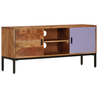 TV Cabinet Honey brown and grey Solid acacia wood, powder-coated iron A949-337076