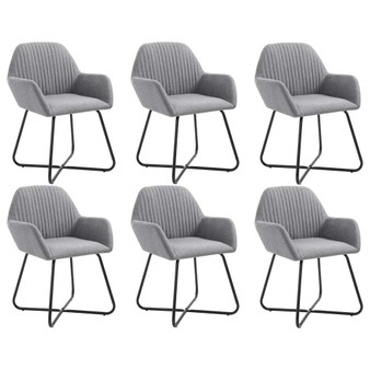  Dining Chair Set of 6 Light Grey Fabric and Powder-Coated Steel A949-277095