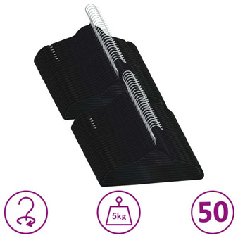  Hanger Set of 50 Black ABC plastic, zinc alloy, velvet Standard A949-289921