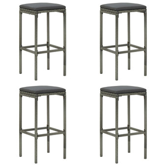  Bar Stool Set of 4 Grey PE Rattan Standard Footrest A949-313447
