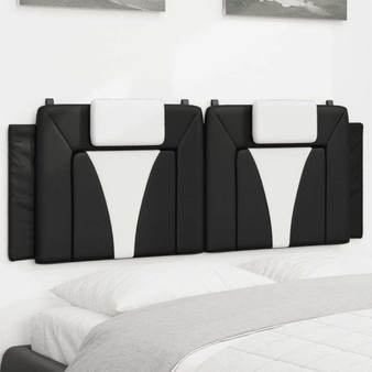  Headboard Cushion Black and White Faux Leather 54 in Double A949-374789