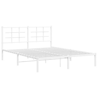 Bed Frame White Powder-Coated Steel King Size Bed Frame A949-355612